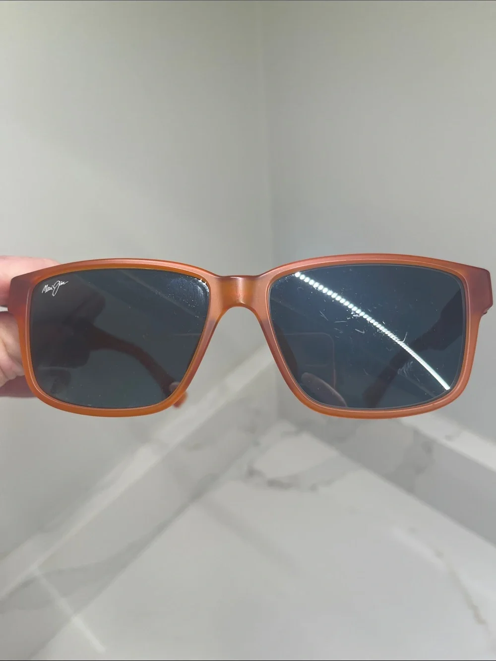 Maui Jim Kuniahi AF Sunglasses in Matte Transparent Orange with Case and Cloth